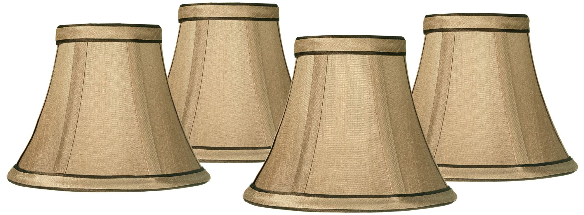 Springcrest Set of 4 Round Hardback Bell Lamp Shades Celia Tan Brown Small 3" Top x 6" Bottom x 5" High Candelabra Clip-On Fitting
