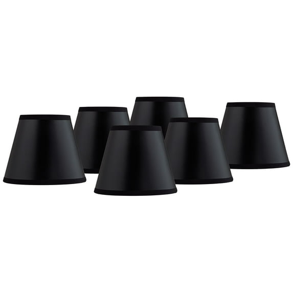 Springcrest Set of 6 Empire Chandelier Lamp Shades Black Paper Small 3" Top x 5" Bottom x 4" High Candelabra Clip-On Fitting