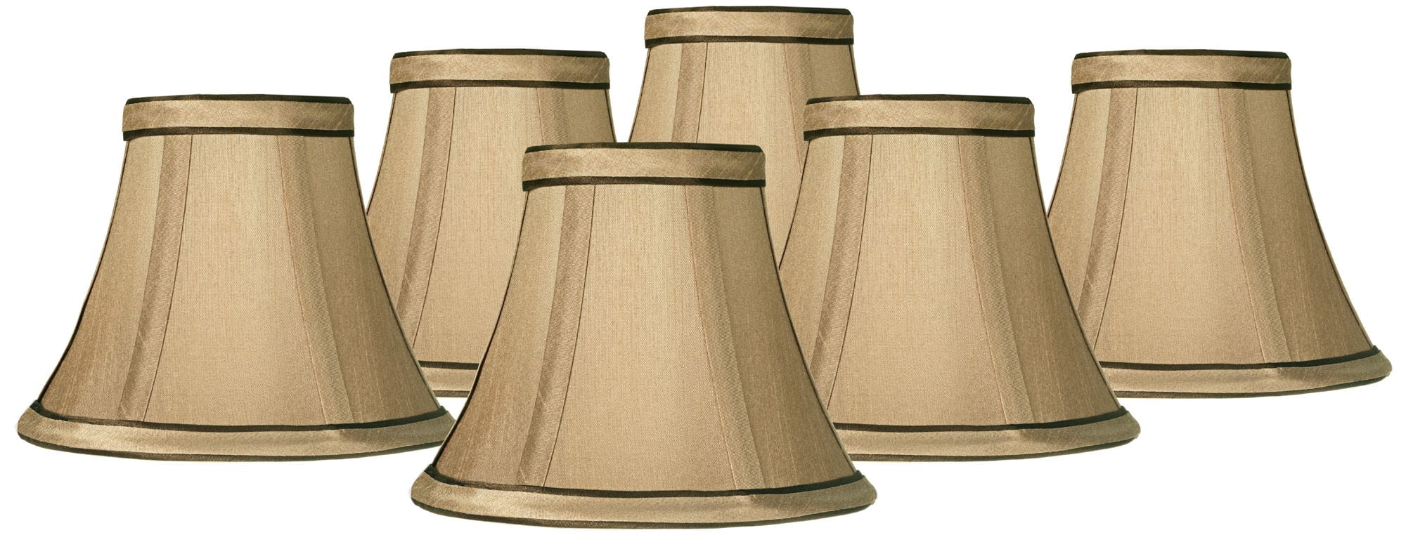 Springcrest Set of 6 Round Hardback Bell Lamp Shades Celia Tan Brown Small 3" Top x 6" Bottom x 5" High Candelabra Clip-On Fitting