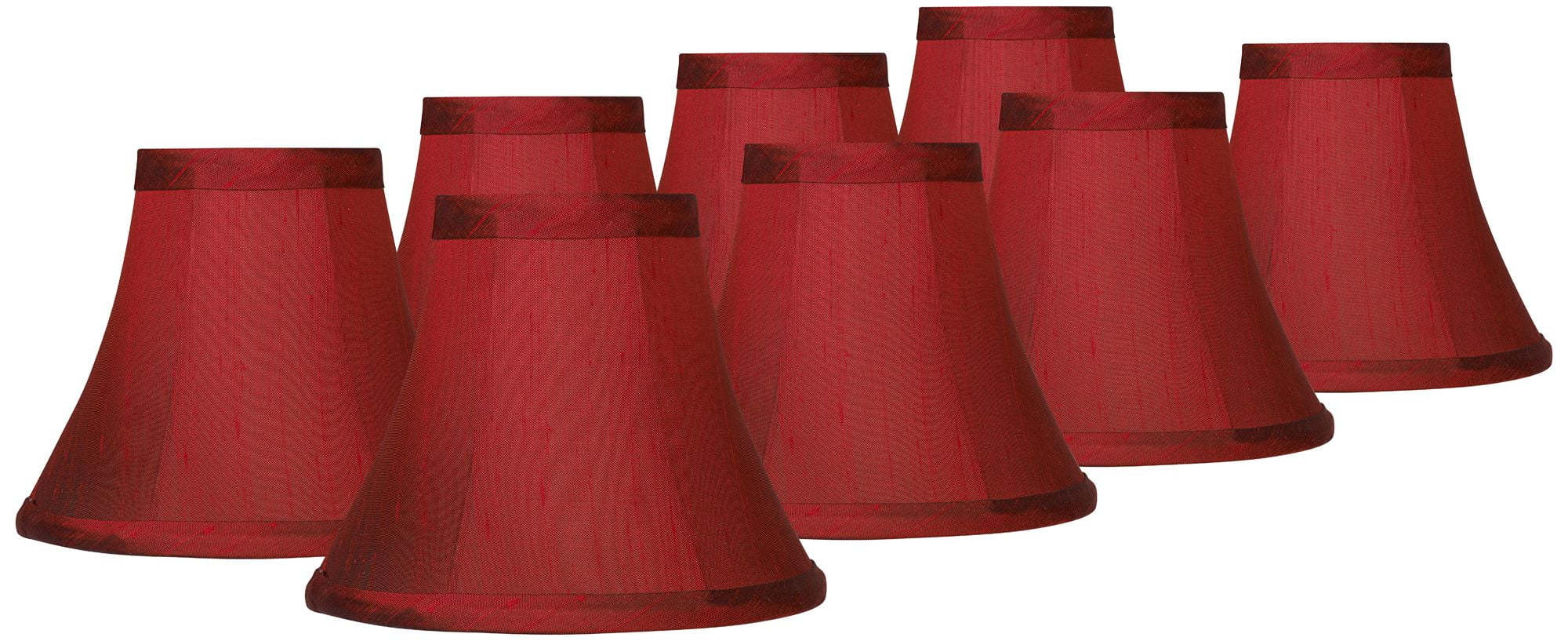 Springcrest Set of 8 Bell Lamp Shades Deep Red Faux Silk Small 3" Top x 6" Bottom x 5" High
