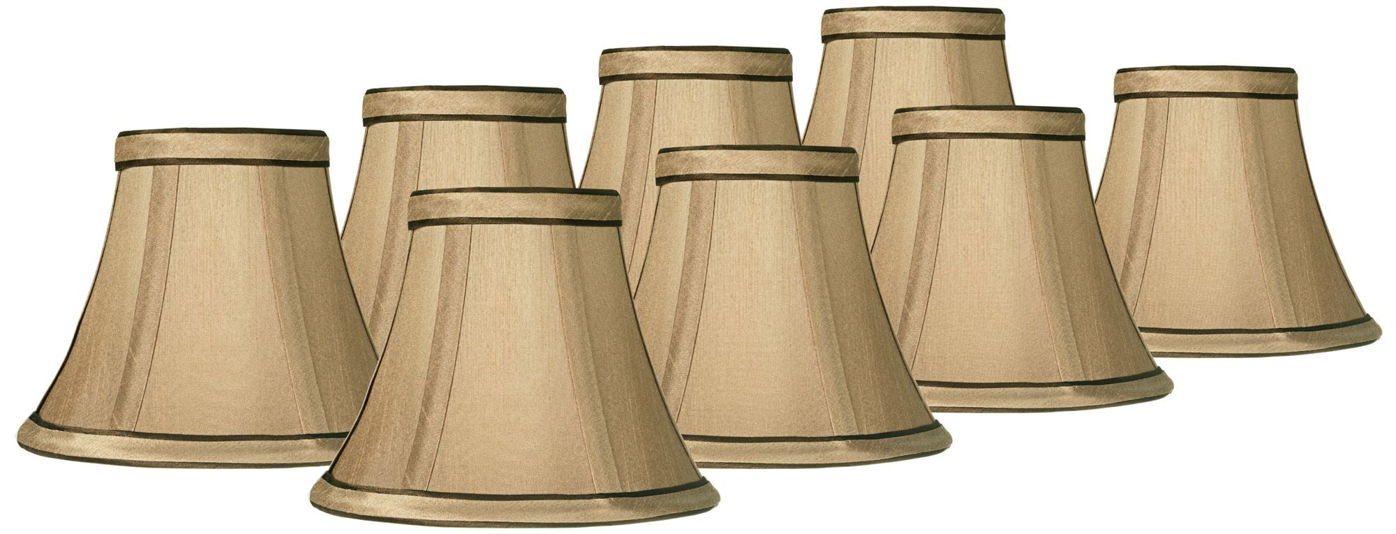 Springcrest Set of 8 Round Hardback Bell Lamp Shades Celia Tan Brown Small 3" Top x 6" Bottom x 5" High Candelabra Clip-On Fitting