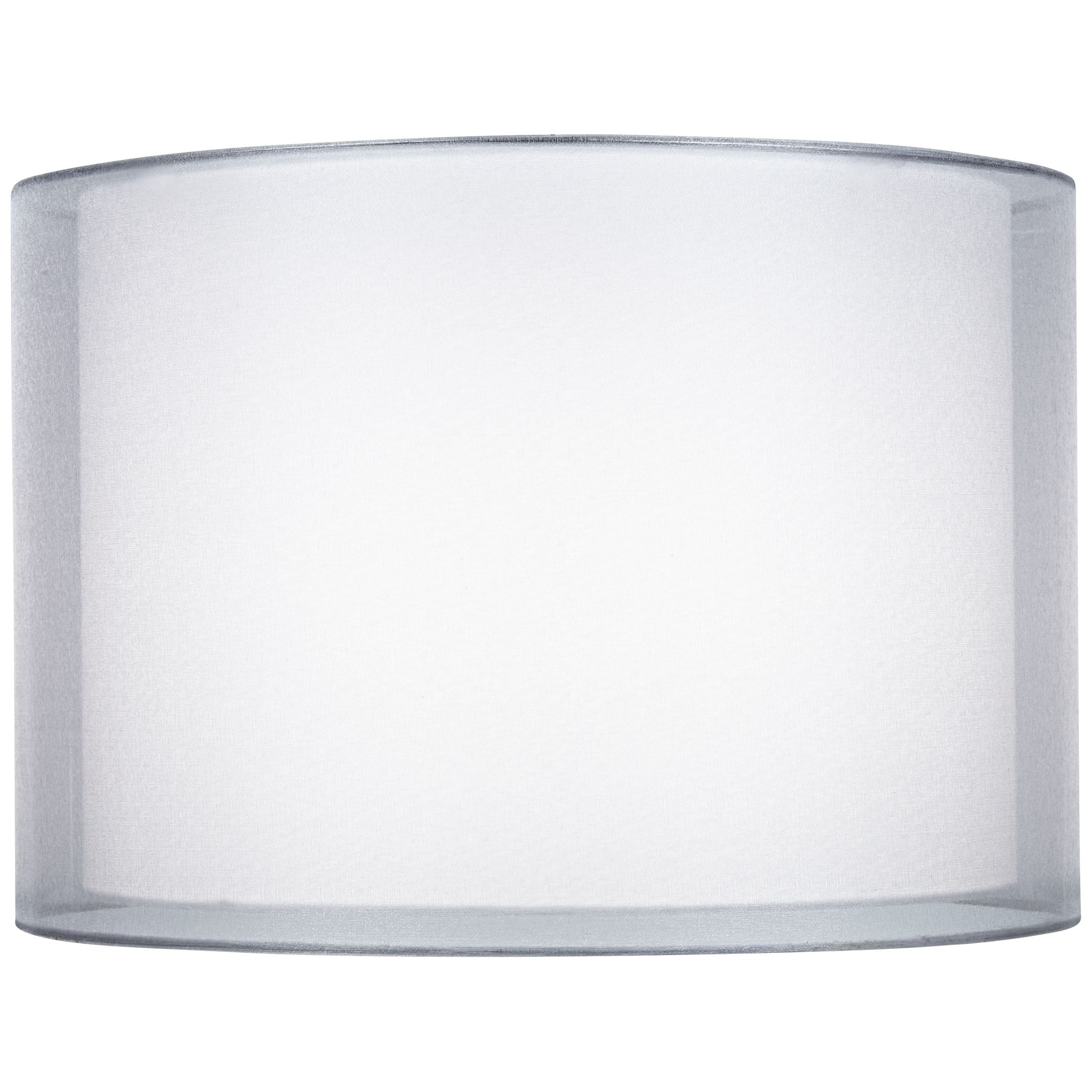 Springcrest Silver and White Double Sheer Medium Drum Lamp Shade 16" Top x 16" Bottom x 11" High (Spider) Replacement with Harp and Finial
