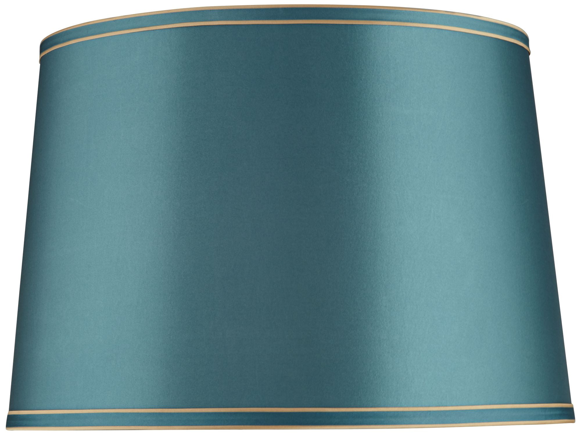 Springcrest Soft Teal Medium Drum Lamp Shade with Gold Trim 14" Top x 16" Bottom x 11" High (Spider) Replacement with Harp and Finial