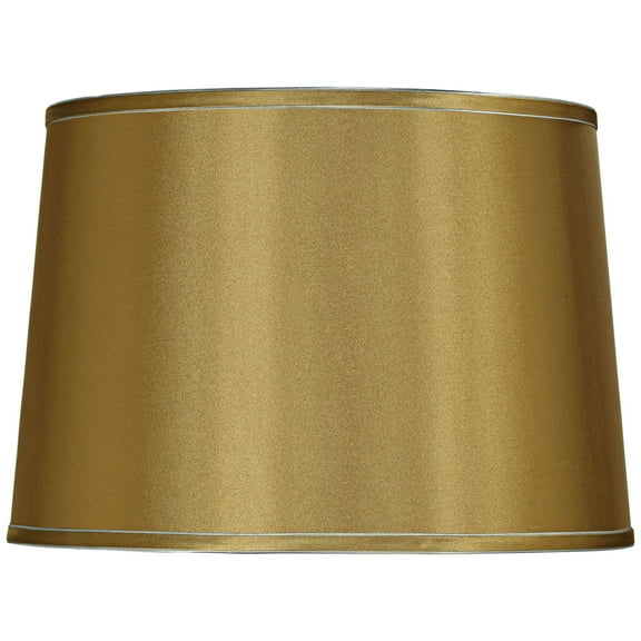 Springcrest Sydnee Gold with Silver Trim Medium Drum Lamp Shade 14" Top x 16" Bottom x 11" Slant (Spider) Replacement with Harp and Finial
