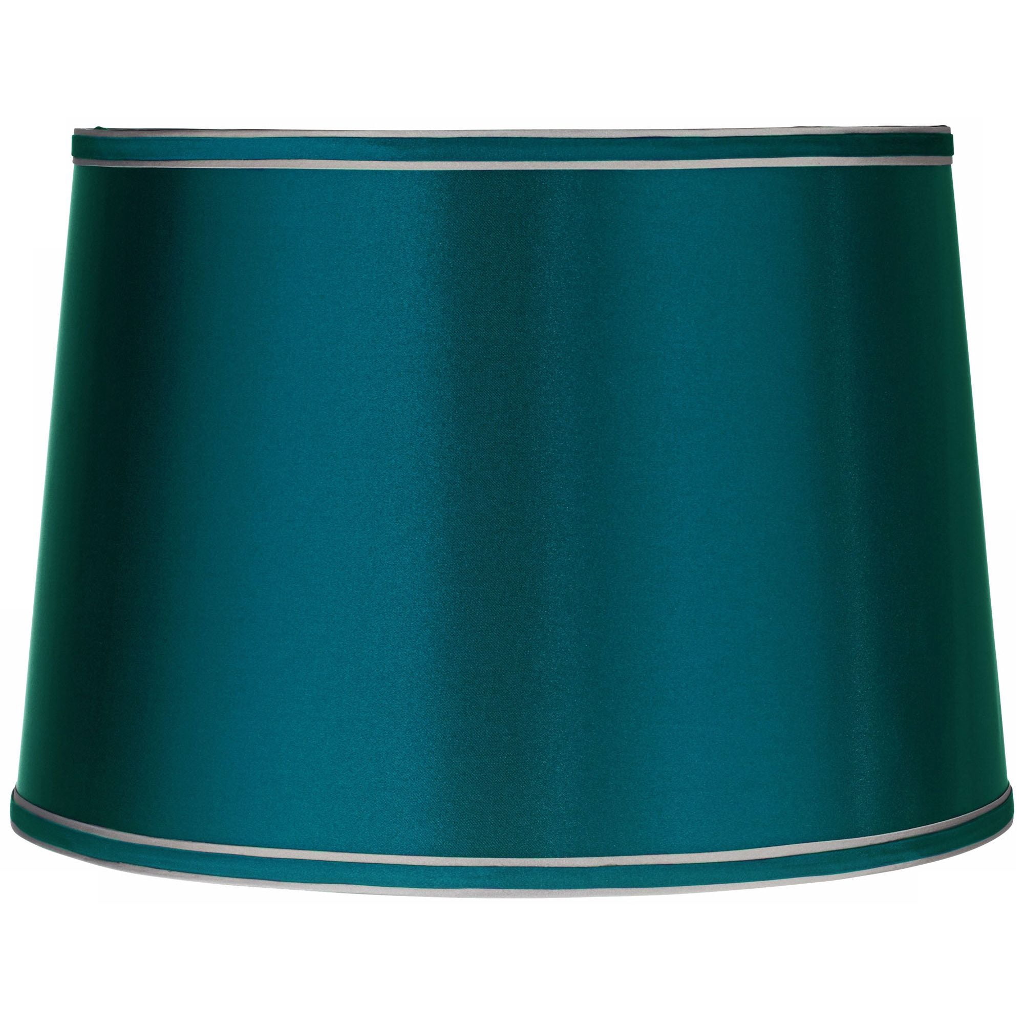 Springcrest Sydnee Satin Teal Blue Medium Drum Lamp Shade 14" Top x 16" Bottom x 11" High (Spider) Replacement with Harp and Finial
