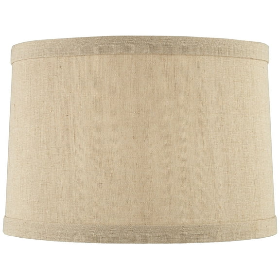 Springcrest Taupe Linen Small Hardback Drum Lamp Shade 15" Top x 16" Bottom x 11" Slant x 11" High (Spider) Replacement with Harp and Finial