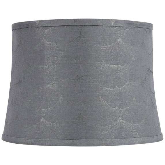 Springcrest Tieling 14" Top x 16" Bottom x 11 1/2" High x 11 1/2" Slant Print Lamp Shade Gray Drum Softback Washer Harp Finial