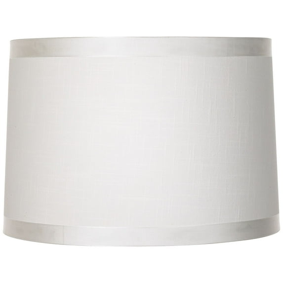 Springcrest White Fabric Medium Drum Lamp Shade 15" Top x 16" Bottom x 11" High (Spider) Replacement with Harp and Finial