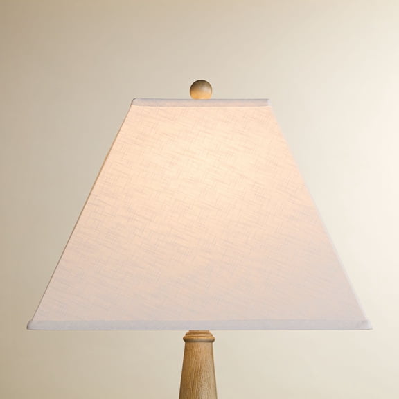 Springcrest White Linen Large Square Lamp Shade 7" Top x 17" Bottom x 13" Slant x 12" High (Spider) Replacement with Harp and Finial