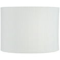 thumbnail image 1 of Springcrest White Plastic Weave Medium Drum Lamp Shade 15" Top x 15" Bottom x 11" High (Spider) Replacement with Harp and Finial, 1 of 5