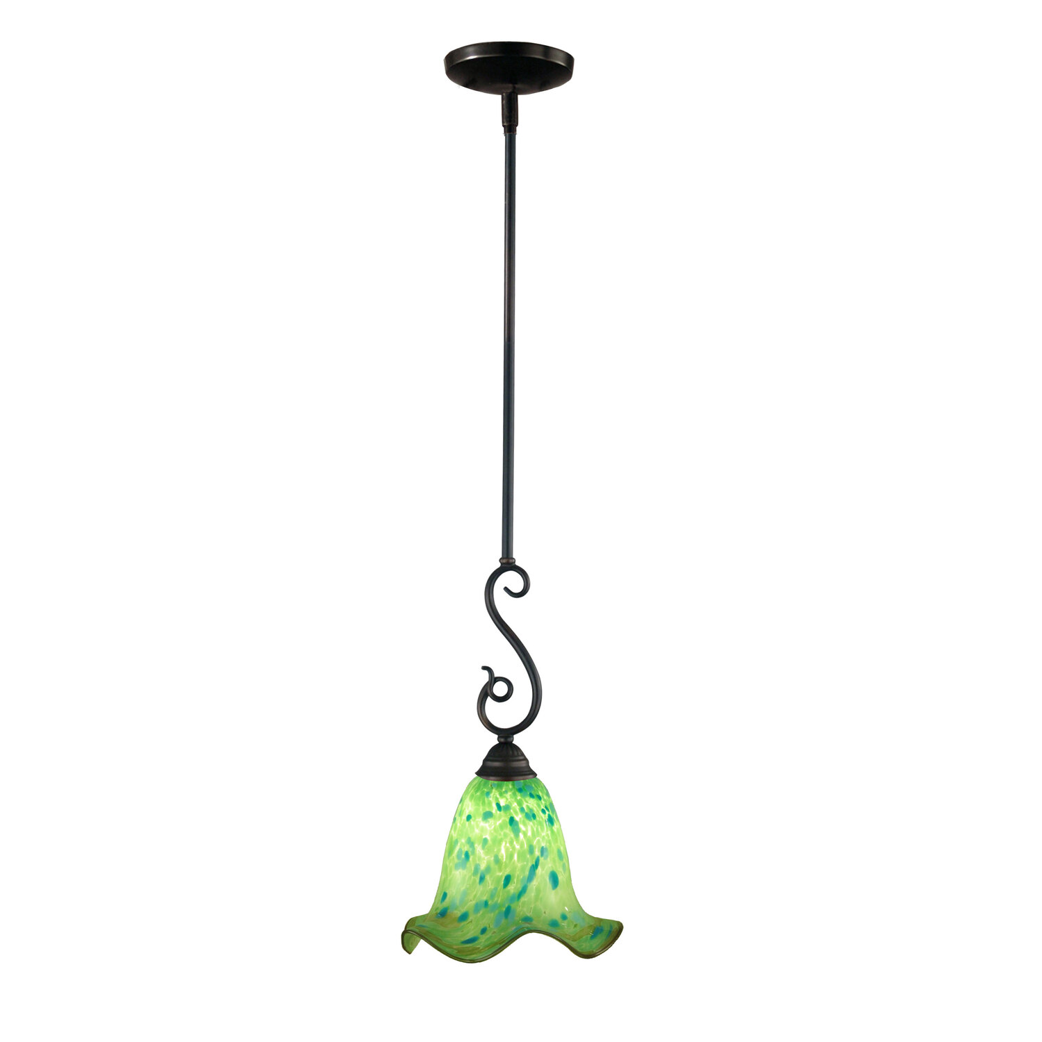 Springdale 11.25"W Green Apple Hand Blown Art Glass Mini Pendant
