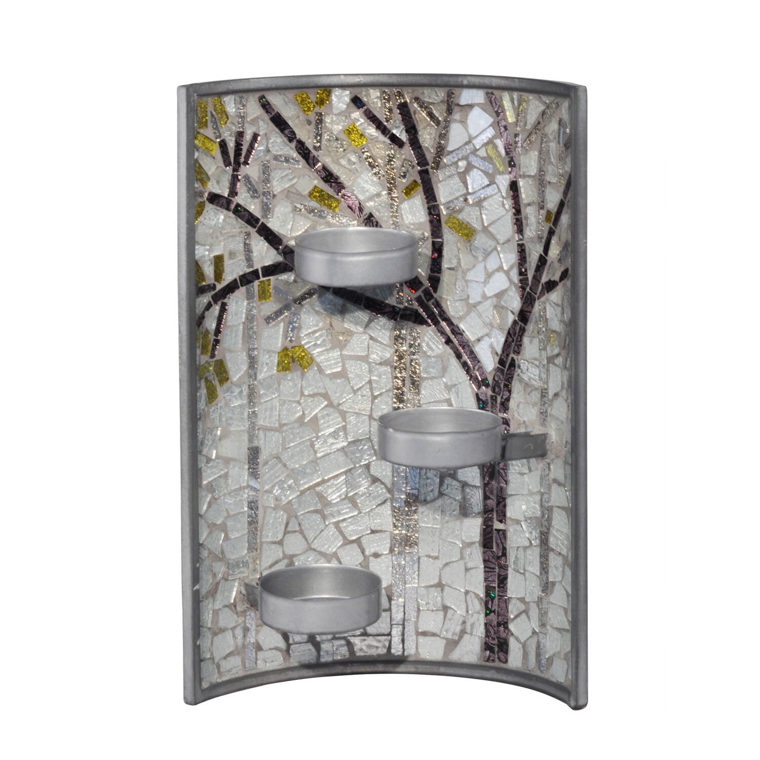 Autumn Whisper 11" Multicolor Mosaic Glass Tealight Candle Holder