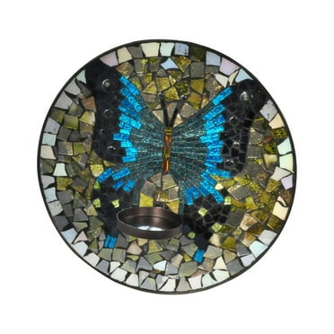 Springdale 12"H Butterfly Mosaic Candle Holder