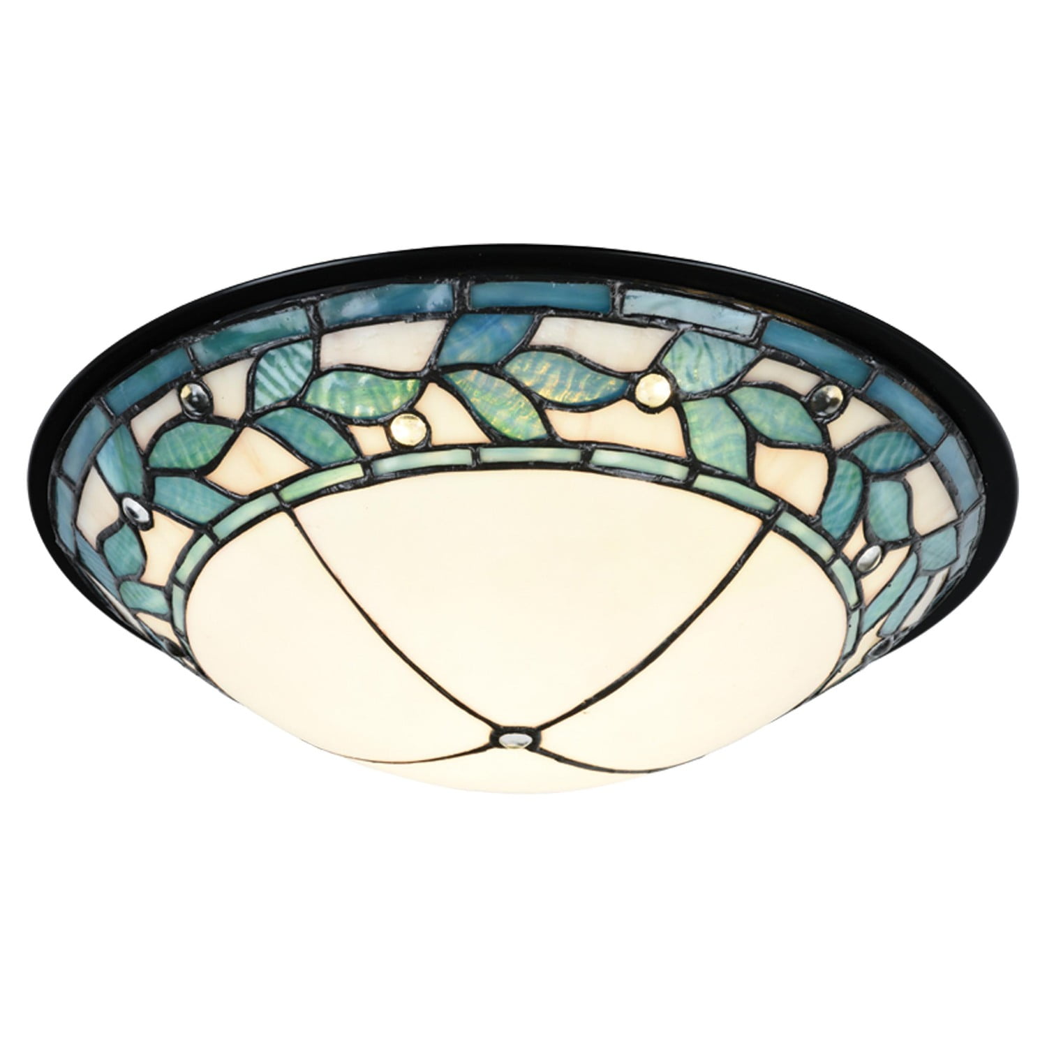 Green Leaves Dome LED Flush Mount with Bronze Frame