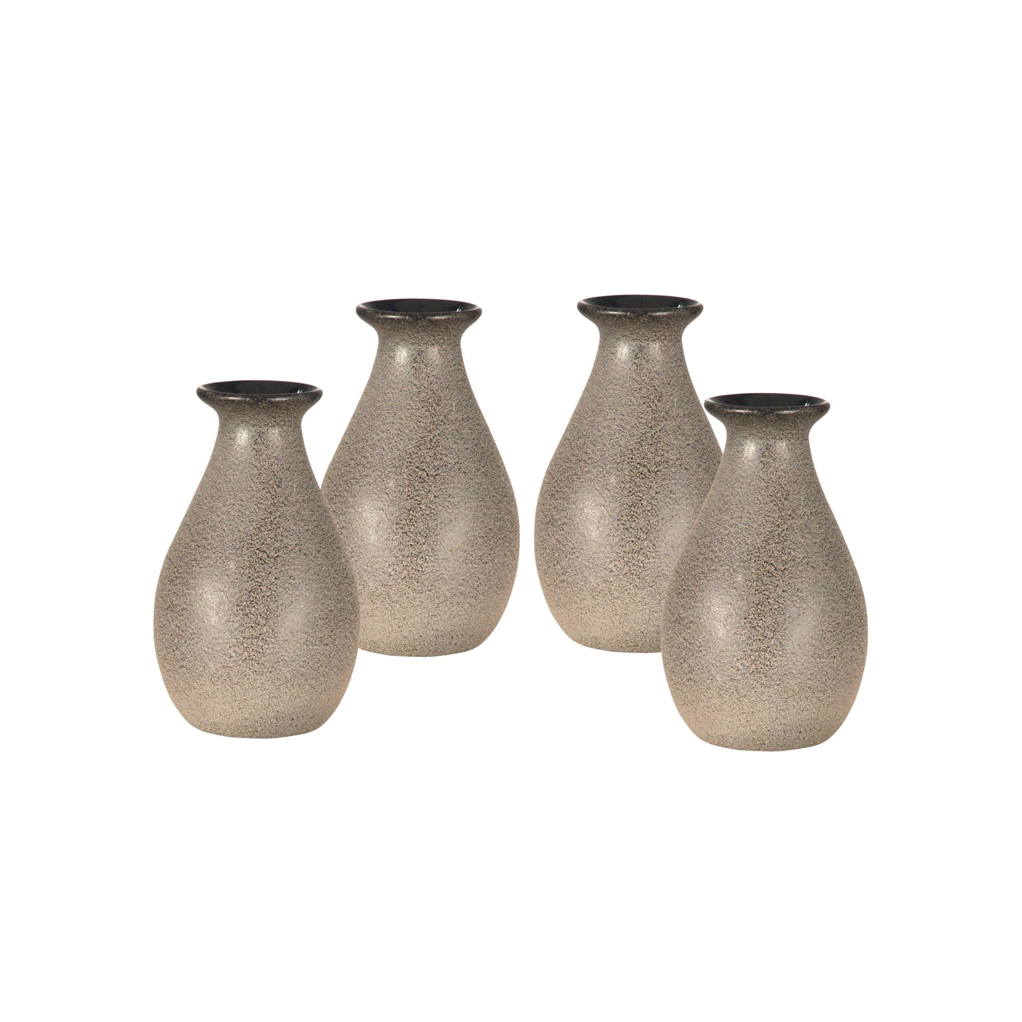 Golden Speckle 5" Charcoal Black Hand Blown Glass Vase Set