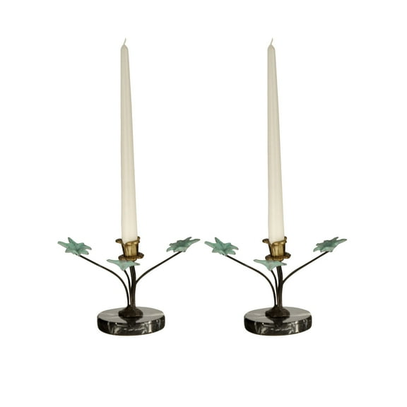 Springdale 7"H Maple Leaf 2-Piece Metal Candle Holders