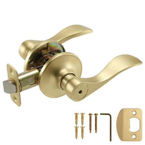 Design House Springdale Universal Interior Bed/Bath Privacy Door Handle, Satin Gold