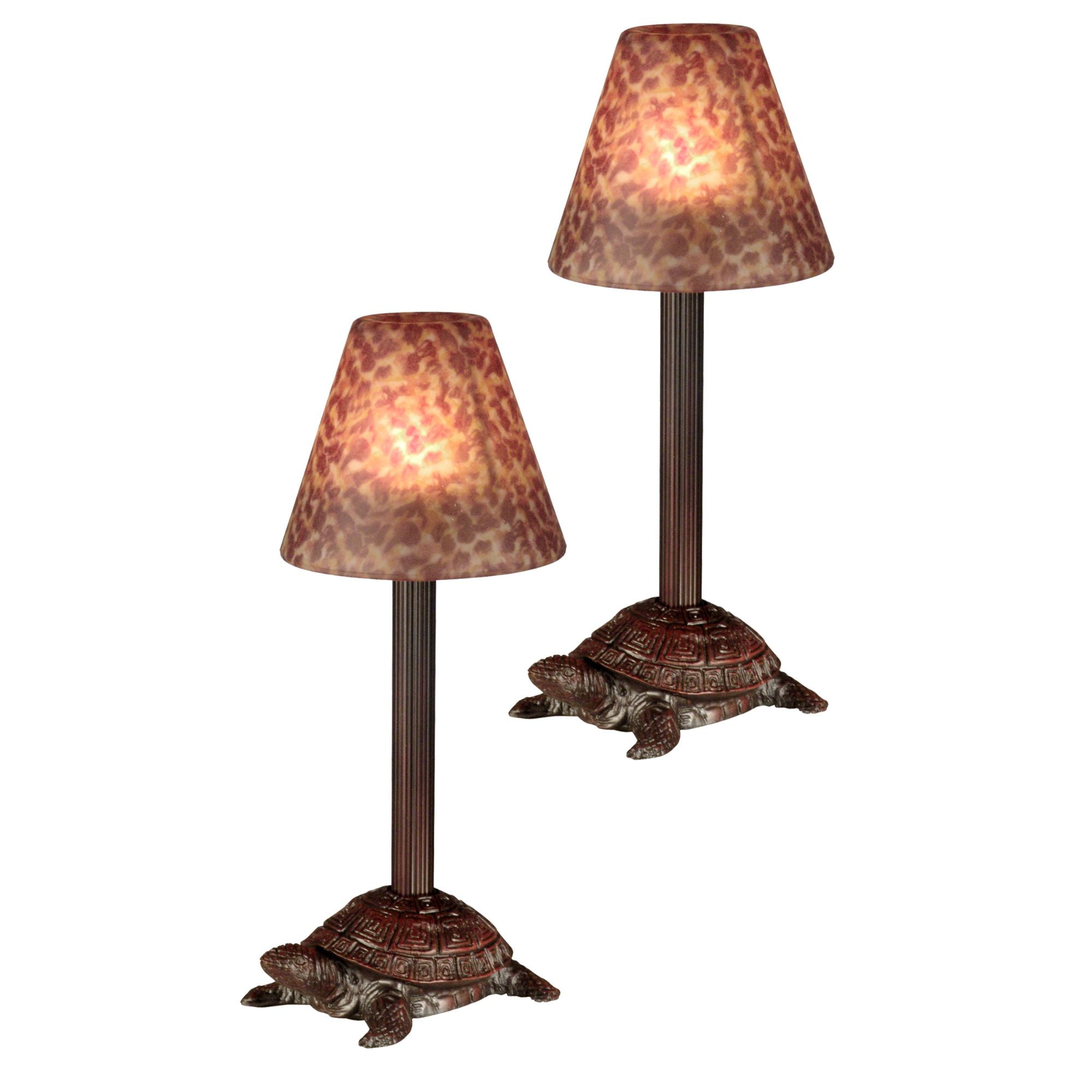Springdale Lighting 12 inch H Amber Box Turtle 2-Piece Metal Candle Votive Set