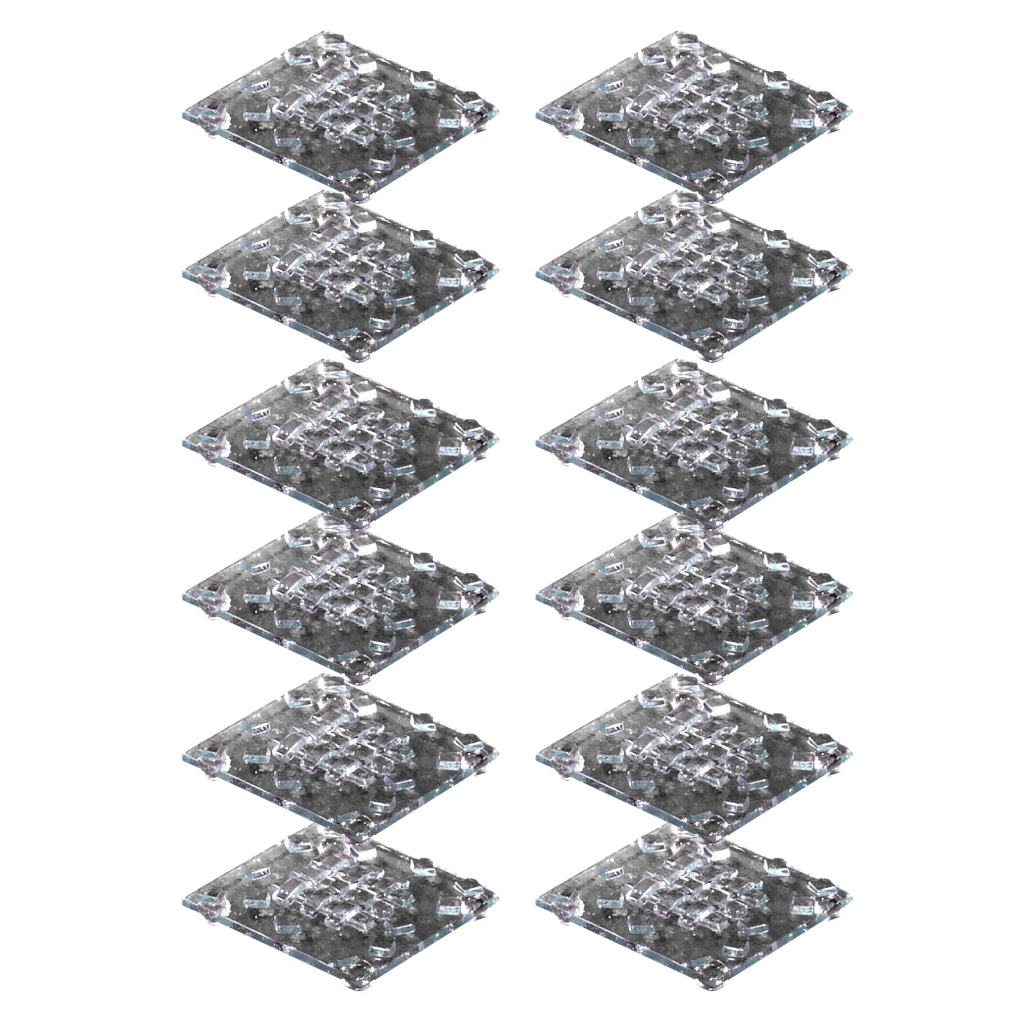 Clear Woven Glass Square Candle Plates Set of 12