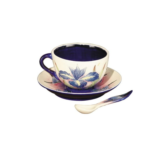 Springdale 3.5"H Iris Hand Painted Porcelain Cup and Saucer Set