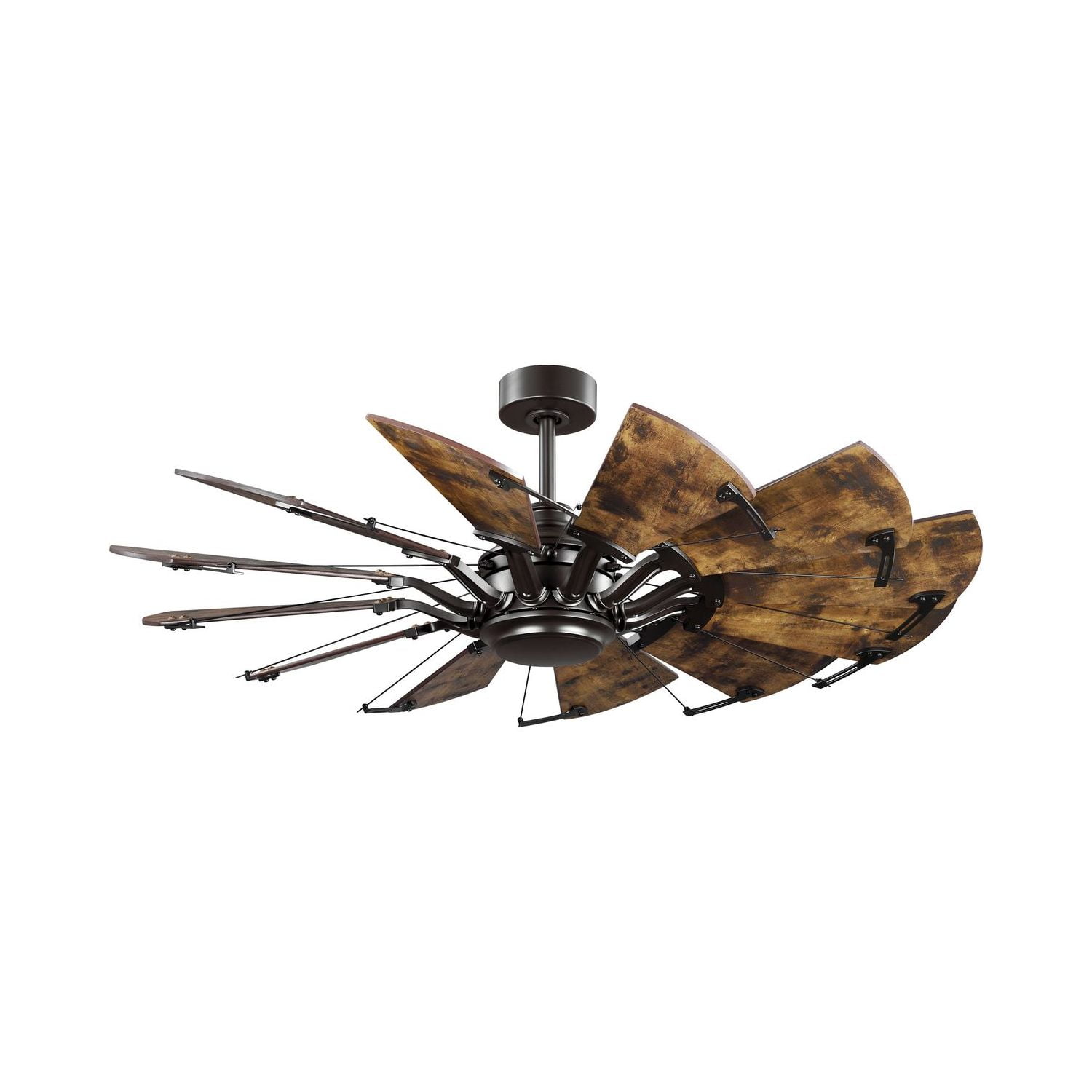 52-Inch Architectural Bronze Farmhouse Windmill Ceiling Fan with Remote
