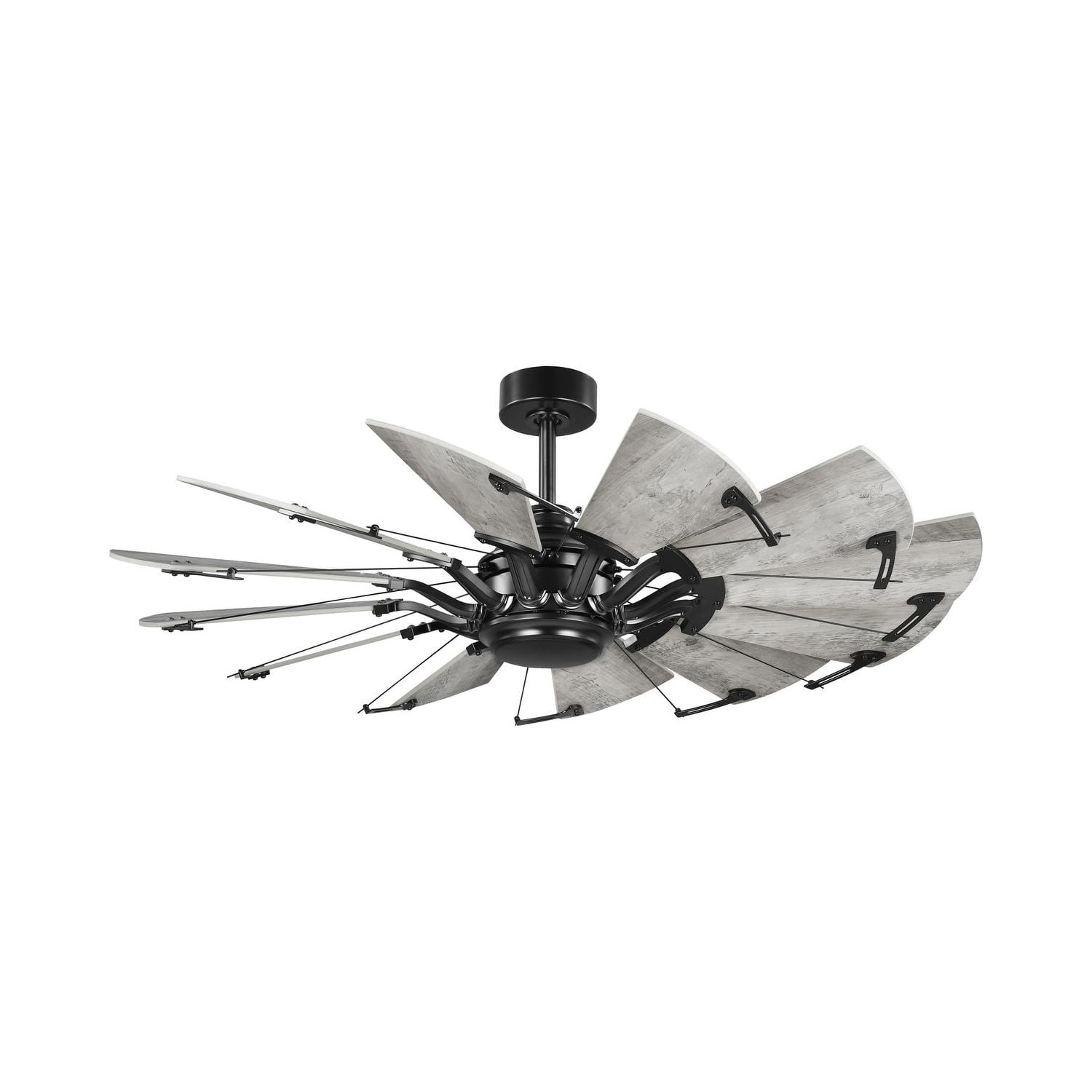 52-Inch Matte Black and Gray 9-Blade Ceiling Fan with Remote