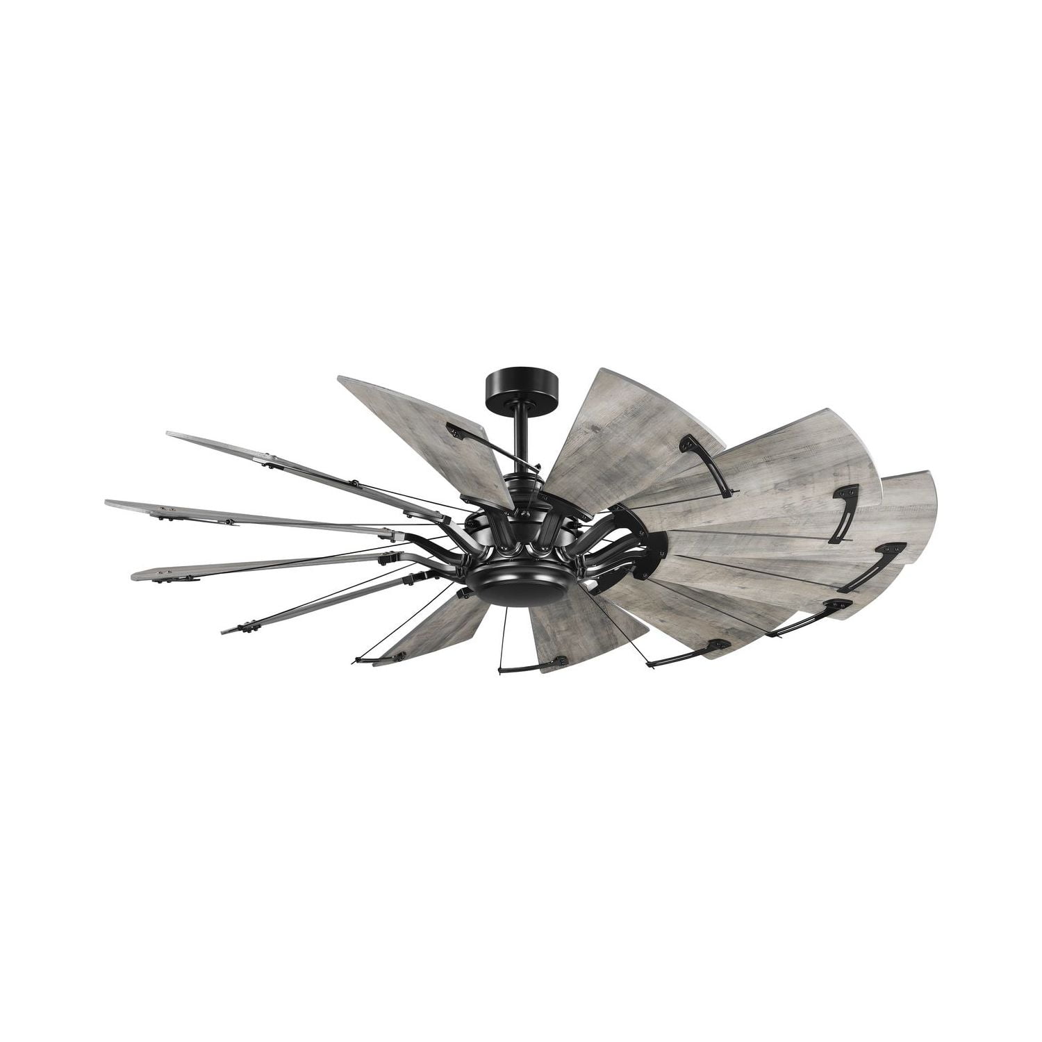 60-Inch Matte Black Windmill Ceiling Fan with Remote