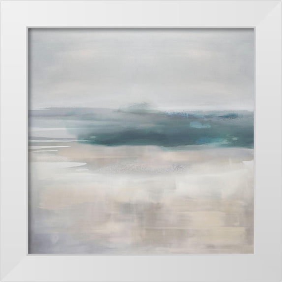 Springer, Rachel 20x20 White Modern Wood Framed Museum Art Print Titled - Pause in Aqua