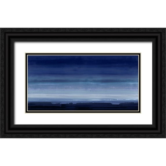 Springer, Rachel 32x18 Black Ornate Wood Framed with Double Matting Museum Art Print Titled - Highlight Indigo