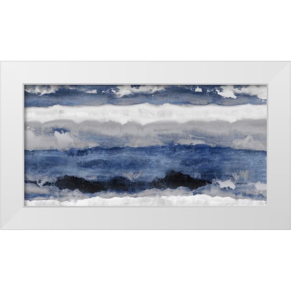 Springer, Rachel 32x18 White Modern Wood Framed Museum Art Print Titled - Indigo Strata