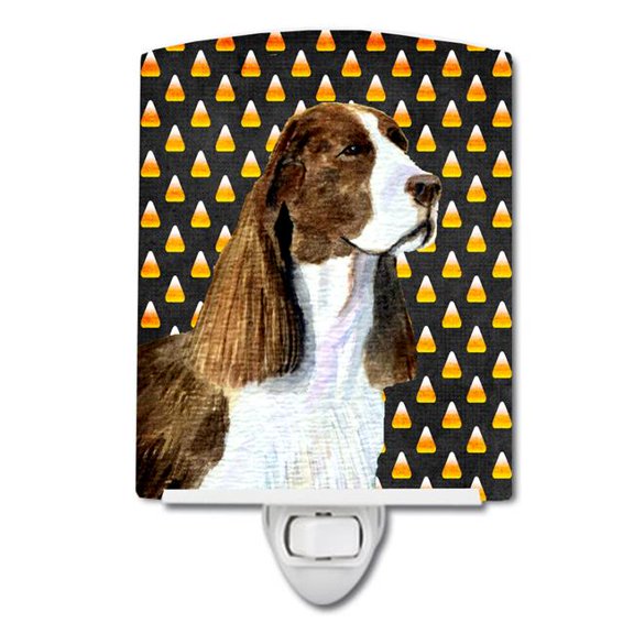 Springer Spaniel Candy Corn Halloween Portrait Ceramic Night Light