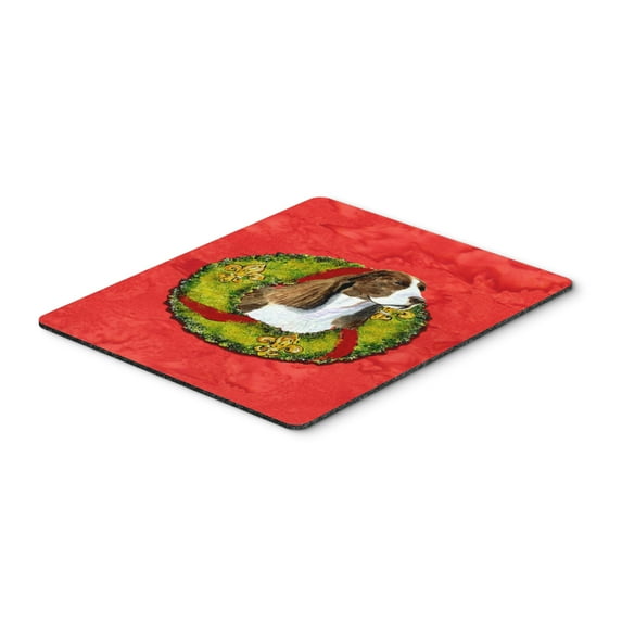"Springer Spaniel Cristmas Wreath Mouse Pad Hot Pad or Trivet"
