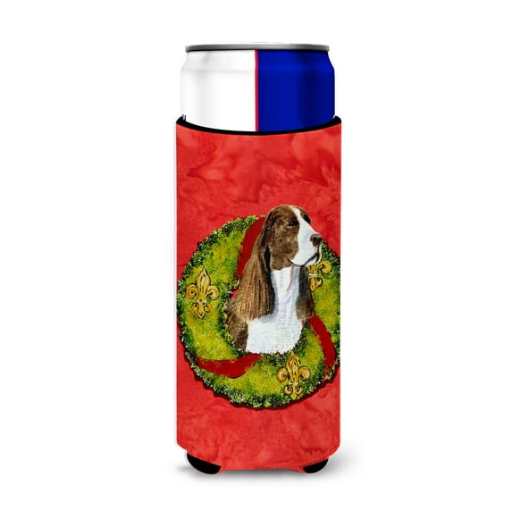 Springer Spaniel Cristmas Wreath Ultra Hugger for slim cans