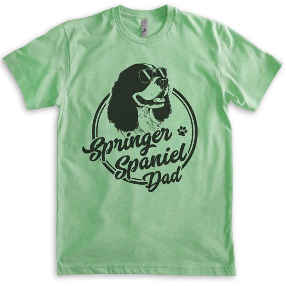 Springer Spaniel Dad, Unisex Men's Shirt, English Springer Spaniel, Spaniel Owner, Funny Dog Dad Gift, Heather Apple Green, Small