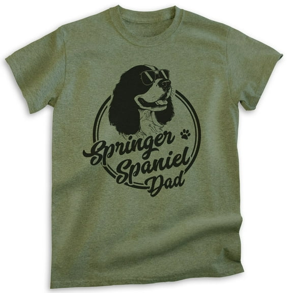 Springer Spaniel Dad, Unisex Men's Shirt, English Springer Spaniel, Spaniel Owner, Funny Dog Dad Gift, Heather Military Green, Medium