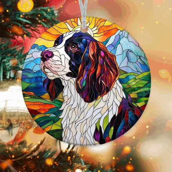 Springer Spaniel Dog Stained Glass Ornaments, Springer Spaniel Dog Ornament,Springer Spaniel Dog Christmas Tree Ornament, Xmas Decorations TKmd49