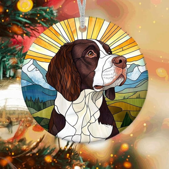 Springer Spaniel Dog Stained Glass Ornaments, Springer Spaniel Dog Ornament,Springer Spaniel Dog Christmas Tree Ornament, Xmas Decorations UF5R4l