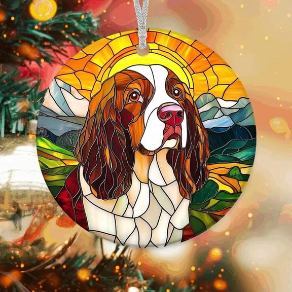 Springer Spaniel Dog Stained Glass Ornaments, Springer Spaniel Dog Ornament,Springer Spaniel Dog Christmas Tree Ornament, Xmas Decorations cJRwYa