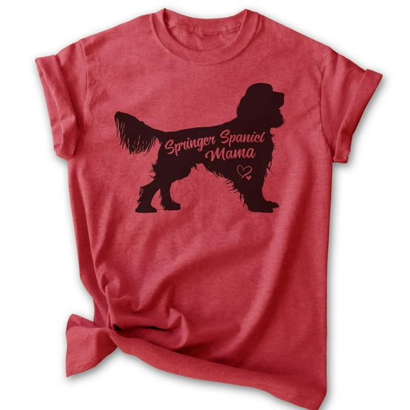 Springer Spaniel Mama, Unisex Women's Shirt, English Springer Spaniel, Spaniel Owner, Funny Dog Mama Gift, Heather Red, Large