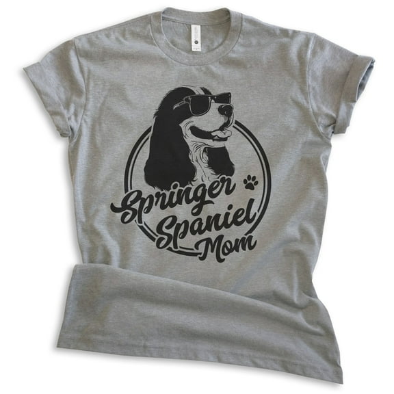 Springer Spaniel Mom, Unisex Women's Shirt, English Springer Spaniel, Spaniel Owner, Funny Dog Mom Gift, Dark Heather Gray, Small