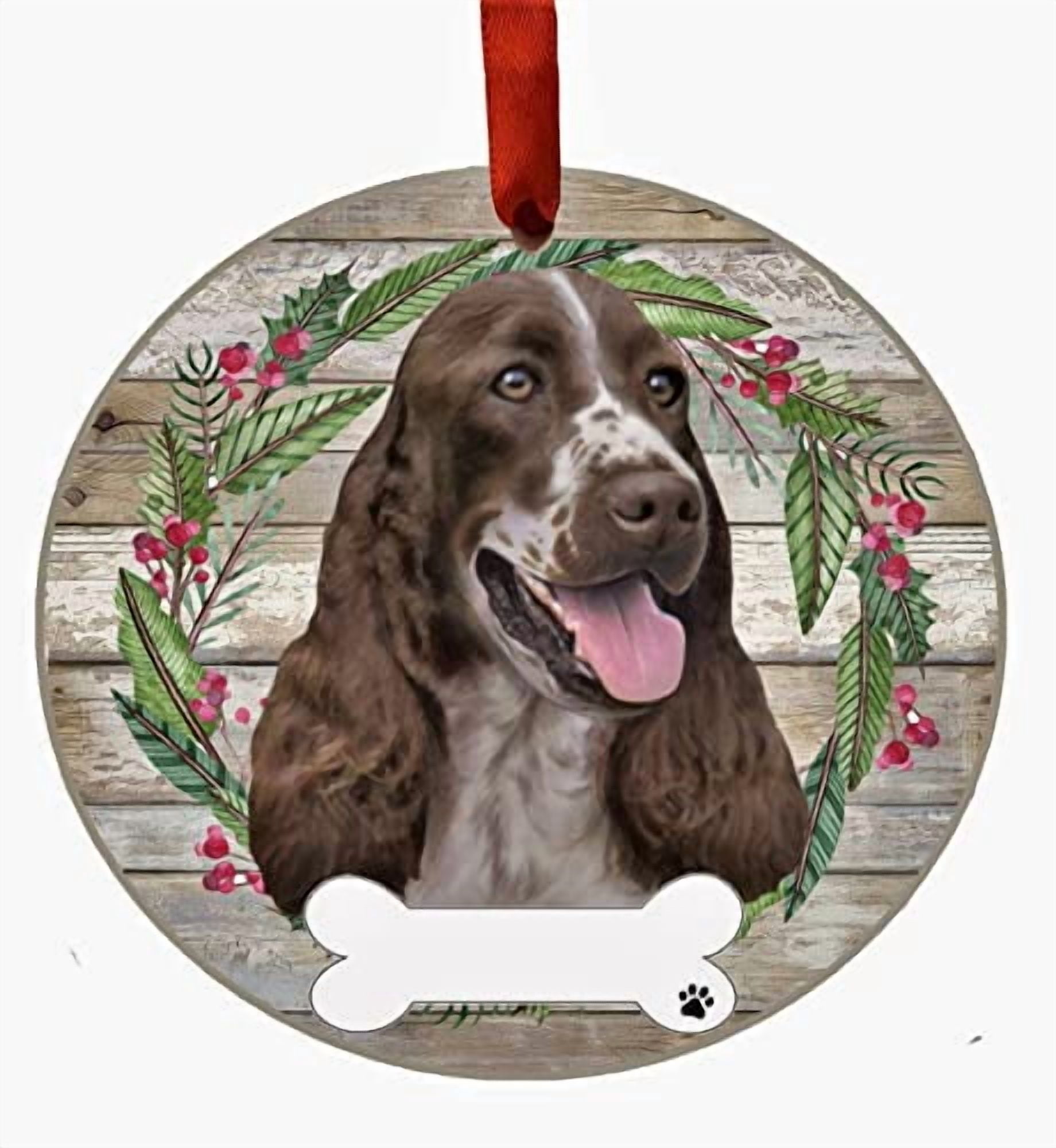 Springer Spaniel Ornament - E&S Pets - DIY Personalizable - Dog Gifts - Ceramic Round Ornament with Glazed Finish - X-mas Decoration - Christmas Ornaments Craft Gifts - Ornaments f