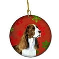 thumbnail image 1 of Springer Spaniel Red Snowflakes Holiday Christmas Ceramic Ornament, 1 of 1