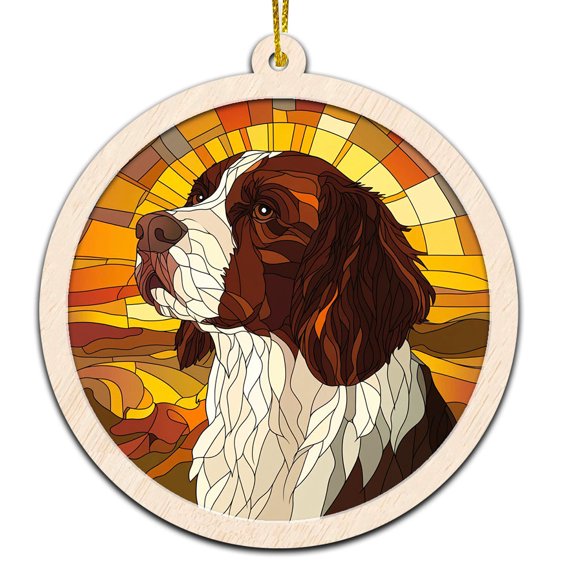 Springer Spaniel Stained Glass Suncatcher Ornament  Holiday Ornament with Text for Loved Ones, Family & Friends, Christmas 2025 Decoration