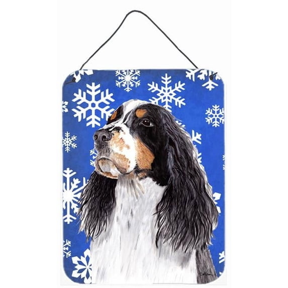 Springer Spaniel Winter Snowflakes Holiday Aluminium Metal Wall Or Door Hanging Prints