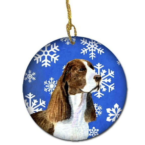 Springer Spaniel Winter Snowflakes Holiday Christmas Ceramic Ornament