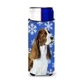 thumbnail image 1 of Springer Spaniel Winter Snowflakes Holiday Ultra Hugger for slim cans, 1 of 6