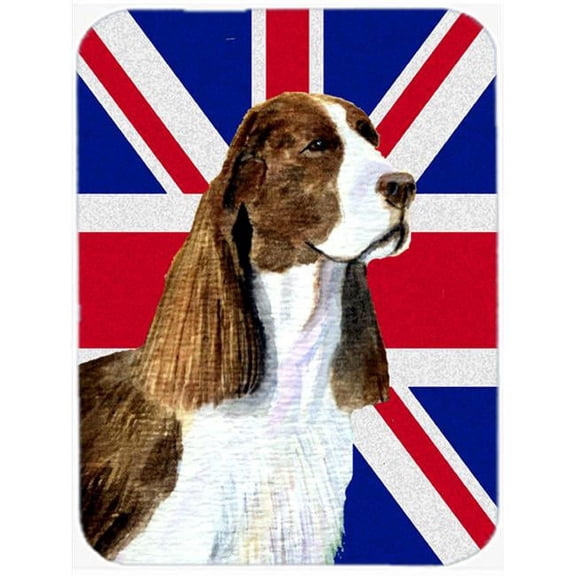 Springer Spaniel With English Union Jack British Flag Glass Cutting Board - Large