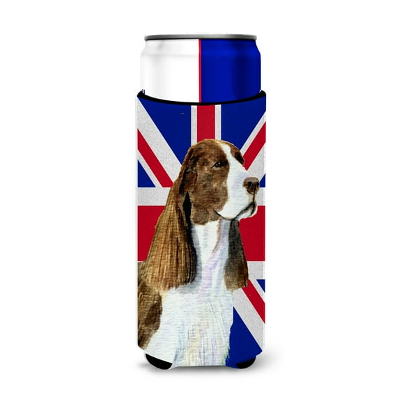 Springer Spaniel with English Union Jack British Flag Ultra Hugger for slim cans