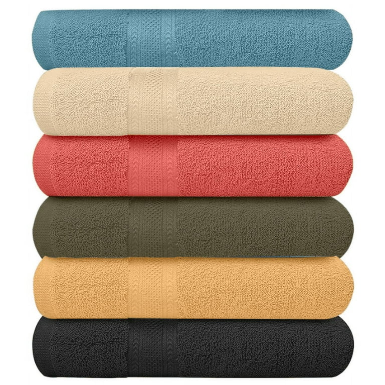 Springfield Linen Luxurious Viscose Embroidered 6 Pack Bath Towels Extra-Absorbent 100% Cotton - 27 inch x 54 inch, Size: 27 x 54, Blue