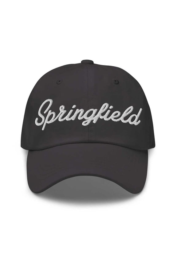 Springfield Baseball Cap Springfield Dad Hat Bold Script Utah UT Hat Embroidered Souvenir Gift Dark Grey